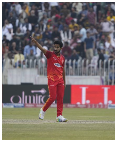 Hassan Ali pointing towards the crowd
